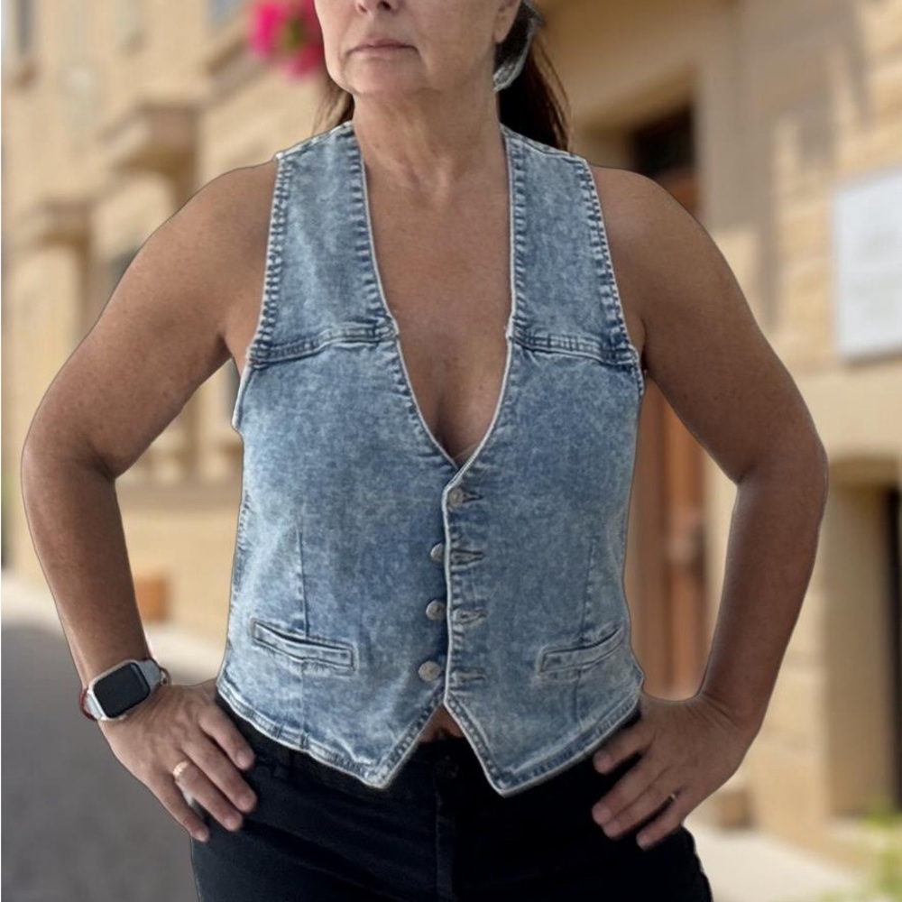 Nicole Miller Light Blue Denim Vest